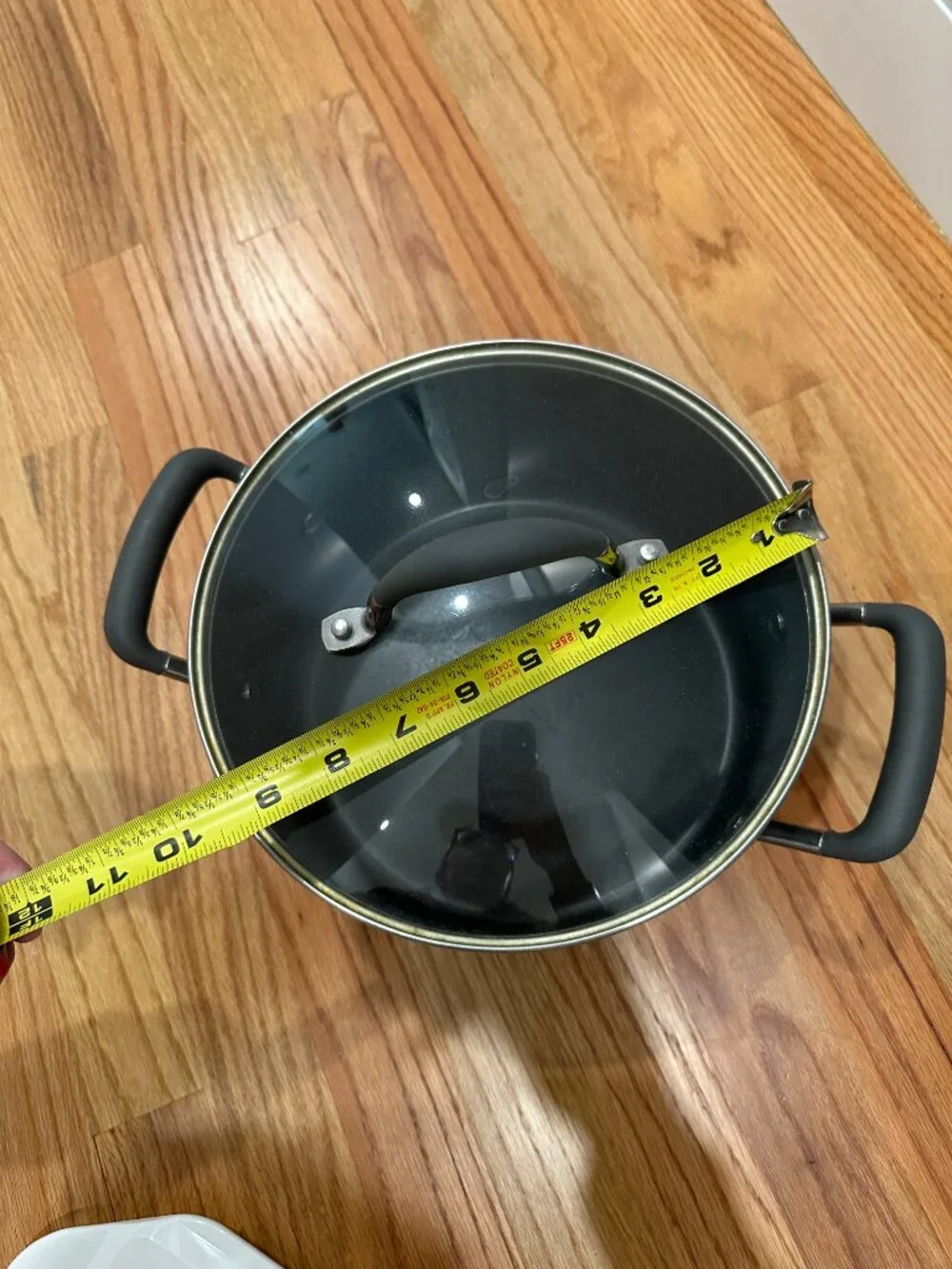 Kitchen Aid 6-Quart Pot. Hard Base Non-Stick System with Clear Glass Lid, Gray
